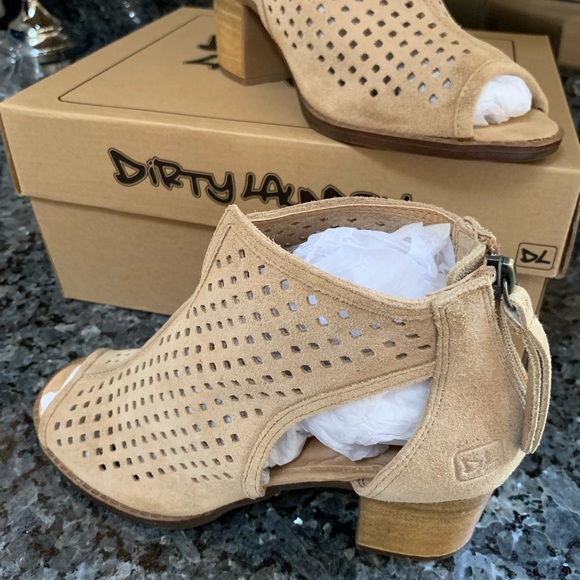 Open Toe Laser Cut Genuine Suede Booties - Picture 7 of 8